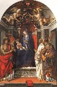 Filippino Lippi Madonna and Child Enthroned with SS.John the Baptist,Victor,Ber-nard,and Zenbius oil painting on canvas